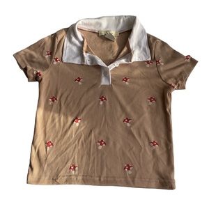 Beige Mushroom Crop Top